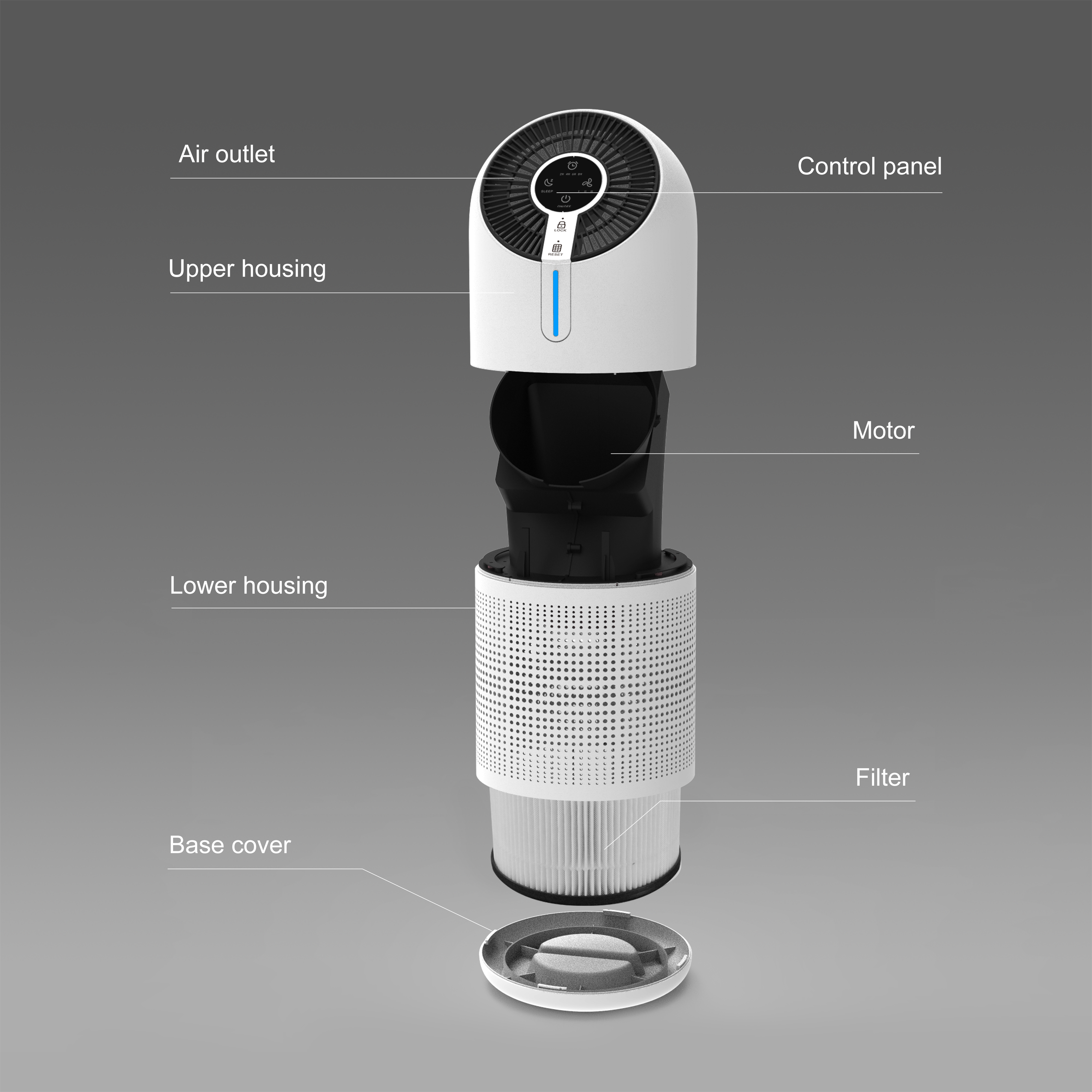 Composite Pm2.5 Medical Desktop Air Purifier